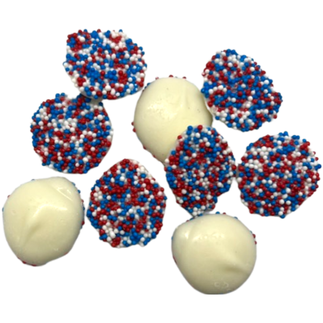 Reppert's White Chocolate Patriotic Nonpareils 2 lb. Bulk Bag - For fresh candy and great service, visit www.allcitycandy.com