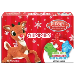 Rudolph the Red Nose Reindeer Gummies Theater Box 3 oz. Fun Stocking Stuffer. For fresh candy and great service, visit www.allcitycandy.com