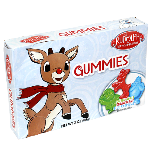 Rudolph the Red Nose Reindeer Gummies Theater Box 3 oz. Fun Stocking Stuffer. For fresh candy and great service, visit www.allcitycandy.com