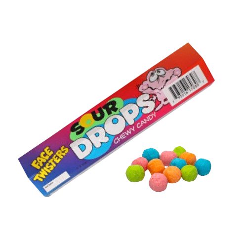 Face Twisters Sour Drops Chewy Candy 3.53 oz Tube - All City Candy