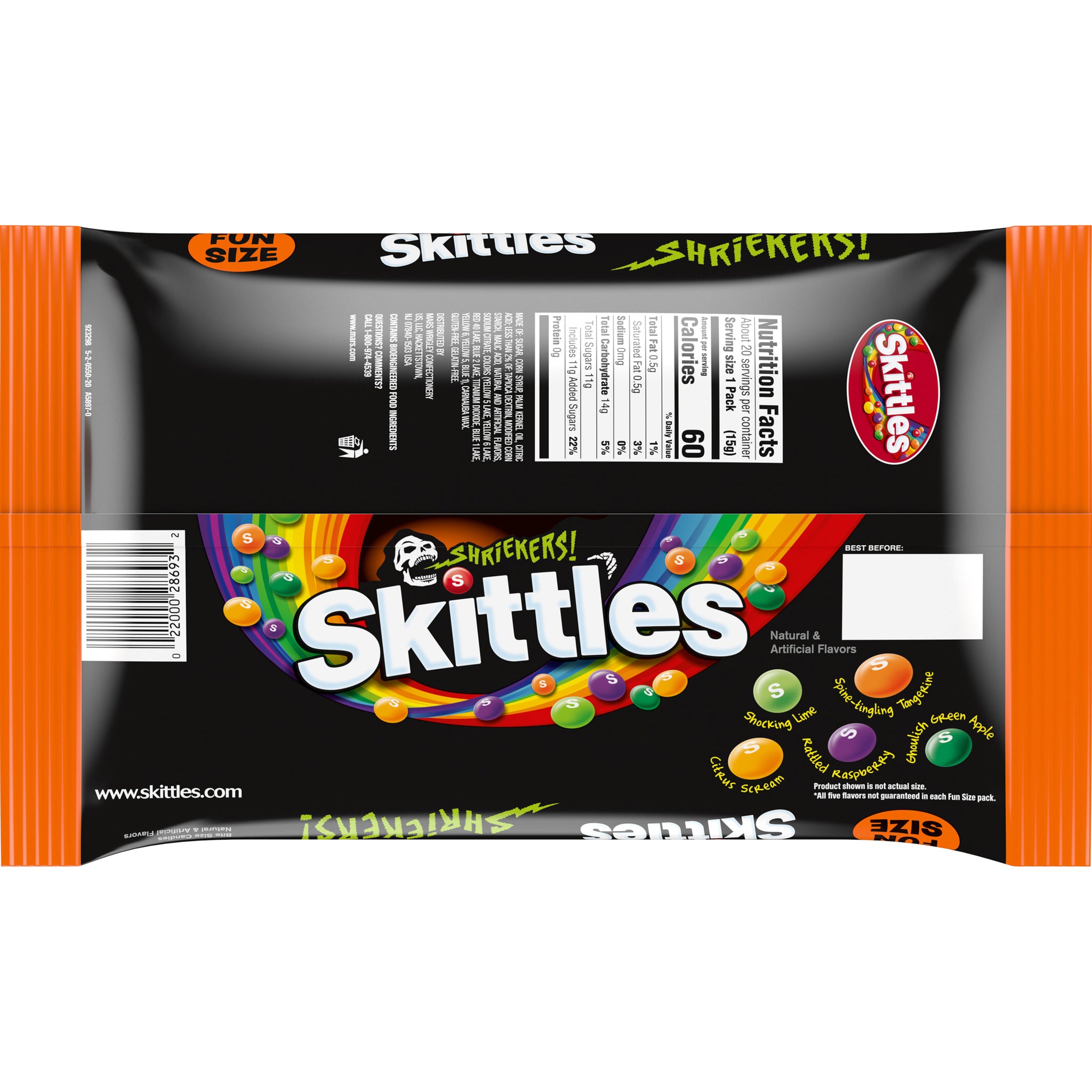 Shriekers! Skittles Fun Size 10.72 oz. Bag at allcitycandy.com for skittles in all types of flavors. Were you feel like a kid in a candy store.