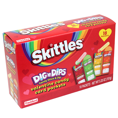 Frankford Skittles Valentines Day Dig N Dips 5.33 oz. Box - Visit www.allcitycandy.com for great candy, service and delicious treats.