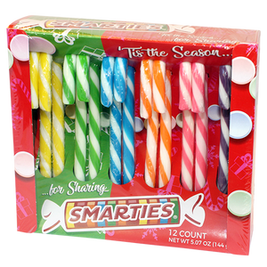 Smarties Candy Canes 12 count 5.07 oz. Box - Visit www.allcitycandy.com for great candy, service and delicious treats