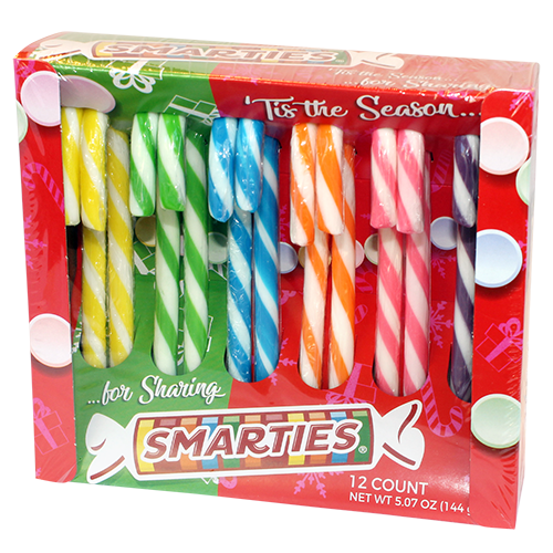 Smarties Candy Canes 12 count 5.07 oz. Box - Visit www.allcitycandy.com for great candy, service and delicious treats