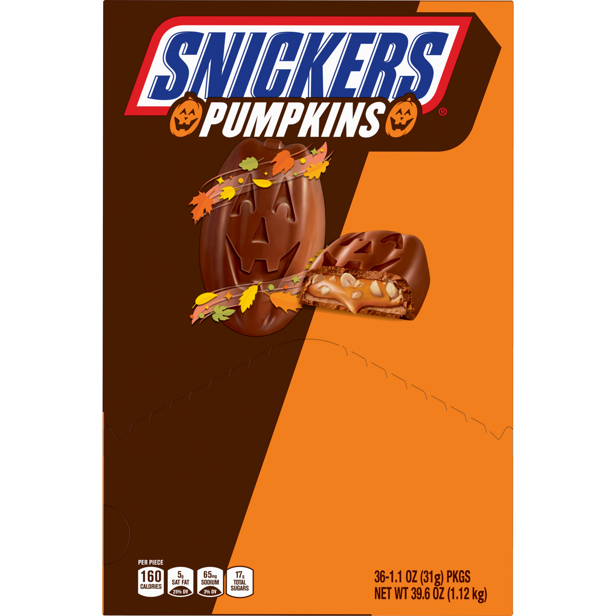 Snickers Pumpkins 1.1 oz. Bar at allcitycandy.com for a mega candy store selection!