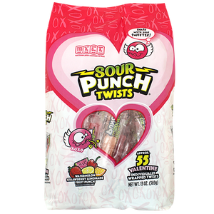 Sour Punch Twists Valentines 55 Count 13 oz. Bag - Visit www.allcitycandy.com for great candy, service and delicious treats.