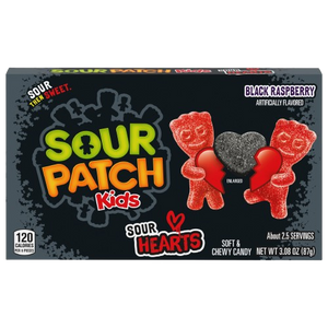 Sour Patch Kids Valentine's Sour Hearts 3.08 oz. Theater Box - For fresh candy and great service, visit www.allcitycandy.com