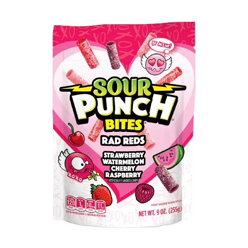 Valentine's Sour Punch Bites Rad Reds 9 oz. Bag - For fresh candy and great service, visit www.allcitycandy.com