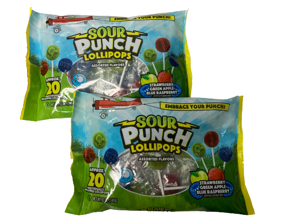 Sour Punch Lollipops Assorted Flavors Bag - For fresh candy and great service, visit www.allcitycandy.com