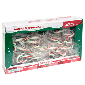 Spangler Mini Canes Peppermint Red, Green & White 40 Count 6 oz. Box - For fresh candy and great service, visit www.allcitycandy.com