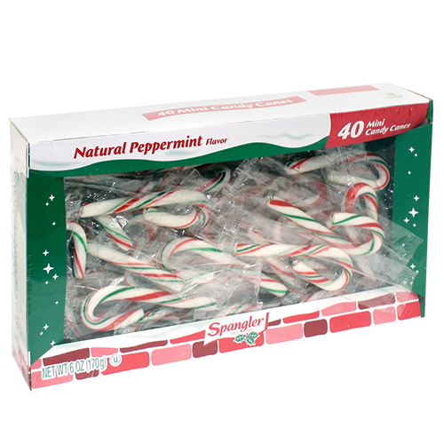 Spangler Mini Canes Peppermint Red, Green & White 40 Count 6 oz. Box - For fresh candy and great service, visit www.allcitycandy.com