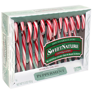 Sweet  Nature Natural Candy Canes 12 count 5.3 oz. Box - For fresh candy and great service, visit www.allcitycandy.com