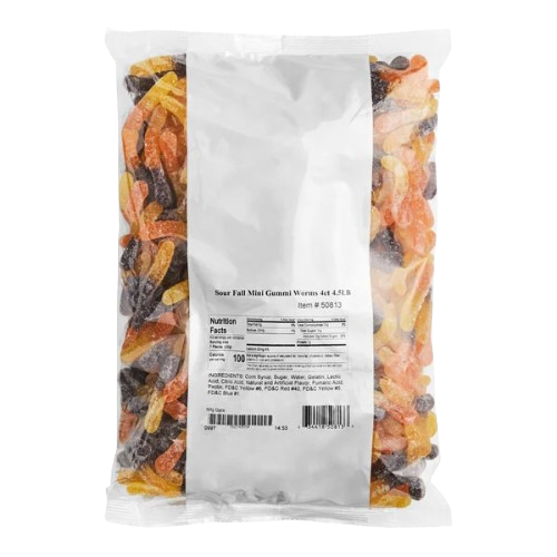 Albanese Sour Fall Mini Gummi Worms 4.5 lb. Bulk Bag - Visit www.allcitycandy.com for great candy and delicious treats!