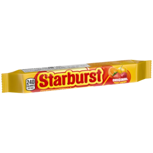 Starburst candy bar packaging on a white background