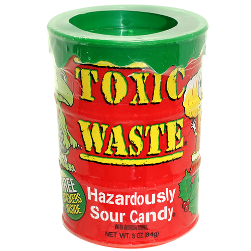 Toxic Waste Sour Candy Holiday Bank 3 oz. Can - Visit www.allcitycandy.com for great candy, service and delicious treats