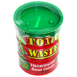 Toxic Waste Sour Candy Holiday Bank 3 oz. Can - Visit www.allcitycandy.com for great candy, service and delicious treats