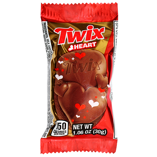 Twix Caramel Valentine Single Heart 1.06 oz. - Visit www.allcitycandy.com for great candy, service and delicious treats.
