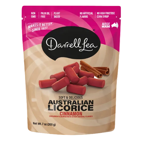 Darrell Lea Cinnamon Australian Licorice 7 oz. Bag - Discover www.allcitycandy.com for bulk candy, chocolates, gummies & seasonal sweets. Perfect for parties, gifts & everyday treats—shop your favorites now!