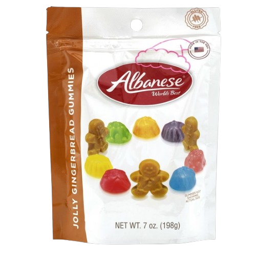 Albanese Jolly Gingerbread Gummy 7 oz. bag - For fresh candy and great service, visit www.allcitycandy.com