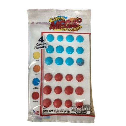 Candy Mega Button 0.75 oz. Peg Bag visit www.allcitycandy.com for fresh and delicious sweet candy treats