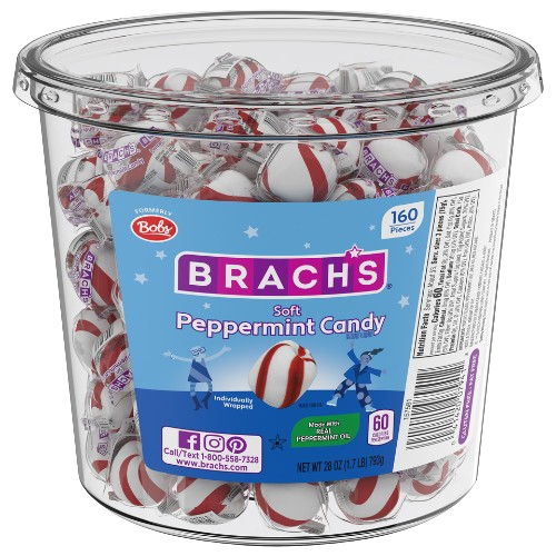 Brach's Soft Peppermint Candy Puffs 160 Count Tub 28 oz. - Visit www.allcitycandy.com for great candy and delicious treats! 