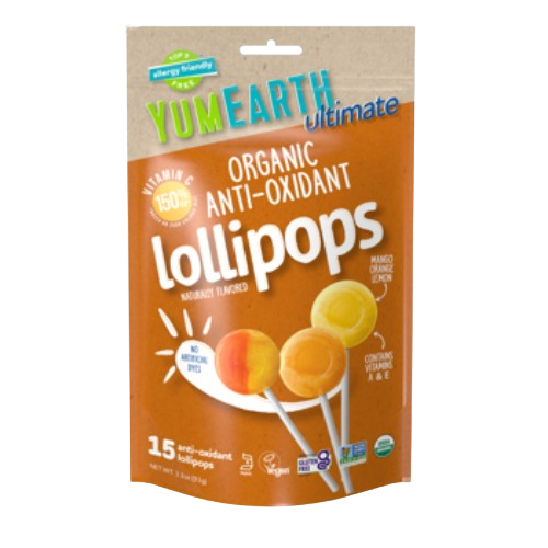 Yum Earth Ultimate Organic Anti-Oxidant Lollipops 3.3 oz. Bag - Visit www.allcitycandy.com for great candy and delicious treats! 