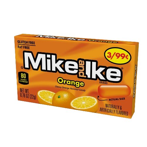 Mike and Ike Orange 0.78 oz. Box visit www.allcitycandy.com for fresh and delicious sweet candy treats