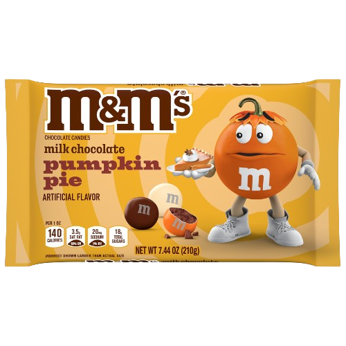 M&M Milk Chocolate Pumpkin Pie 7.44 oz. Bag - Visit www.allcitycandy.com for great candy and delicious treats.