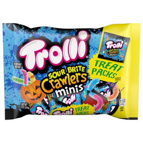 Trolli Sour Brite Crawlers Minis Treat Packs 7.2 oz. Bag - Visit www.allcitycandy.com for great candy and delicious treats! 