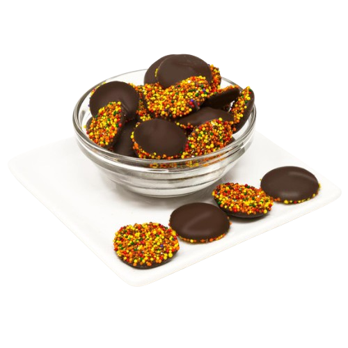 Reppert's Dark Chocolate Fall Nonpareils - Bulk Bags - Visit www.allcitycandy.com for great candy and delicious treats! 