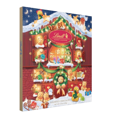 Lindt Holiday Teddy Advent Calendar 4.5 oz. Box - Visit www.allcitycandy.com for great service and delicious treats! 