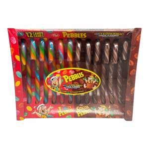 Post Cocoa and Fruity Pebbles Cereal Candy Canes 12 count 5.29 oz. Box - Visit www.allcitycandy.com for great candy, service and delicious treats! 