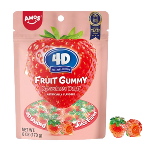 Amos 4D Strawberry Burst 6 oz. Bag - Visit www.allcitycandy.com for great candy, service and delicious treats! 