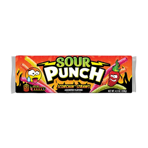 Sour Punch Scorchin' Straws 4.5 oz. Tray - Visit www.allcitycandy.com for great candy, service and delicious treats!