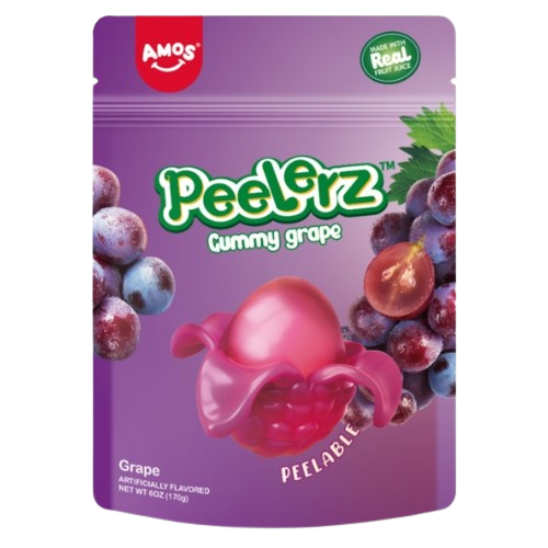 Amos Peelerz Gummy Grape 6 oz Bag - Visit www.allcitycandy.com for great candy, service and delicious treats!