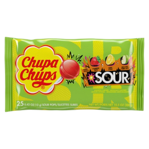 Chupa Chups Sour Assorted Pops 10.5 oz. Bag - Visit www.allcitycandy.com for great candy, service and delicious treats!