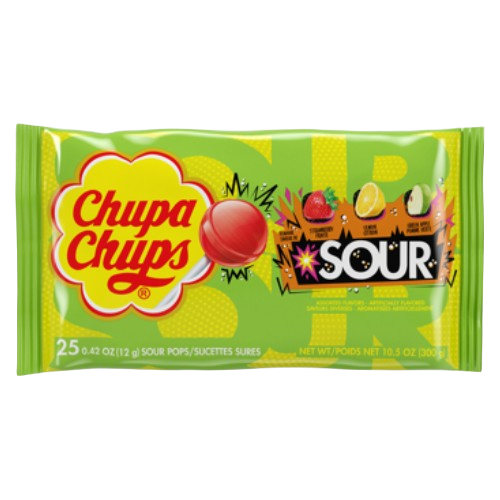 Chupa Chups Sour Assorted Pops 10.5 oz. Bag - Visit www.allcitycandy.com for great candy, service and delicious treats!