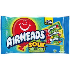 Airheads Assorted Sour Mini Bars 12 oz. Bag - Visit www.allcitycandy.com for great candy, service and delicious treats!