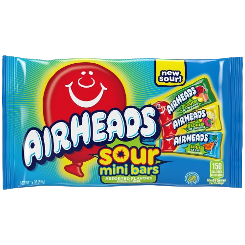 Airheads Assorted Sour Mini Bars 12 oz. Bag - Visit www.allcitycandy.com for great candy, service and delicious treats!