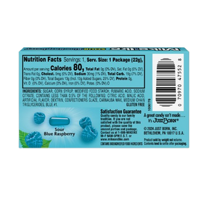 Mike and Ike Sour Blue Raspberry 0.78 oz. Box - Visit www.allcitycandy.com for great candy, service and delicious treats!