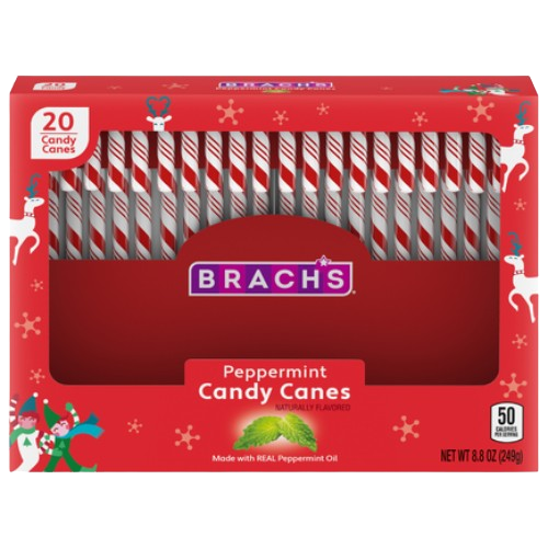 Brach's Bob's Red and White Mint Canes 20 Count Box 8.8 oz. - Visit www.allcitycandy.com for great candy, service and delicious treats!