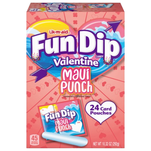 Lik-m-aid Valentine's Maui Punch 24 Count 10.32 oz. Box - Visit www.allcitycandy.com for great candy, service and delicious treats!