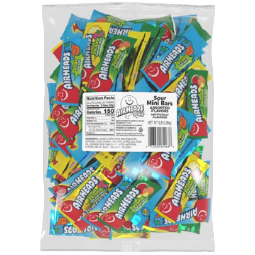 Airheads Mini Bar Assorted Sours 5 lb. Bulk Bag - Visit www.allcitycandy.com for great candy, service and delicious treats!