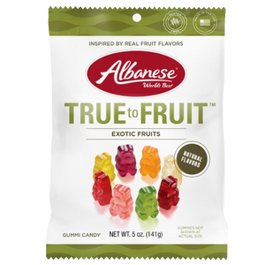 Albanese True to Fruit Exotic Fruits Gummi Bears  5 oz. Bag - Visit www.allcitycandy.com for great candy, service and delicious treats!