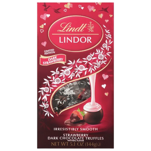 Lindt Lindor Dark Strawberry Truffles 5.1 oz. Bag - Visit www.allcitycandy.com for great candy, service and delicious treats!