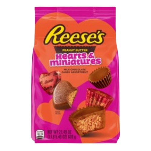 Reese's Peanut Butter Hearts and Miniatures 21.49 oz. Bag - Visit www.allcitycandy.com for great candy, service and delicious treats!