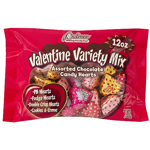 Palmer Valentine Variety Mix Foil Hearts 12 oz. Bag - Visit www.allcitycandy.com for great candy and delicious treats!