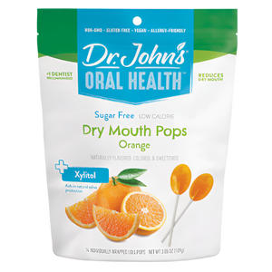 Dr. John's Oral Health Dry Mouth Pops Orange 3.85 oz. Bag - Visit www.allcitycandy.com for great candy and delicious treats!