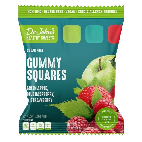 Dr. John's Healthy Sweets Sugar Free Assorted Gummy Squares1.8 oz. Bag - Visit www.allcitycandy.com for great candy and delicious treats!