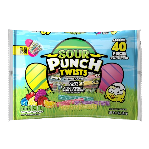 Sour Punch Easter Twists 40 Count 9 oz. Bag - Visit www.allcitycandy.com for great candy and delicious treats!